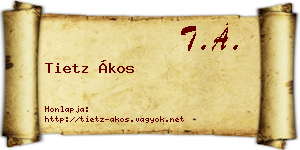 Tietz Ákos névjegykártya